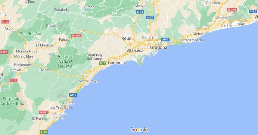 Costa Dorada. Tarragona. Mapa