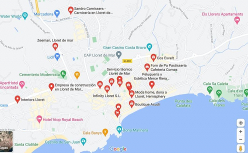 Comercios en Lloret de Mar. Mapa de comercios