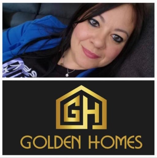 Golden Homes. Agencia Inmobiliaria Blanes. Lidia Molina. Foto de Lidia y logo de Golden Homes