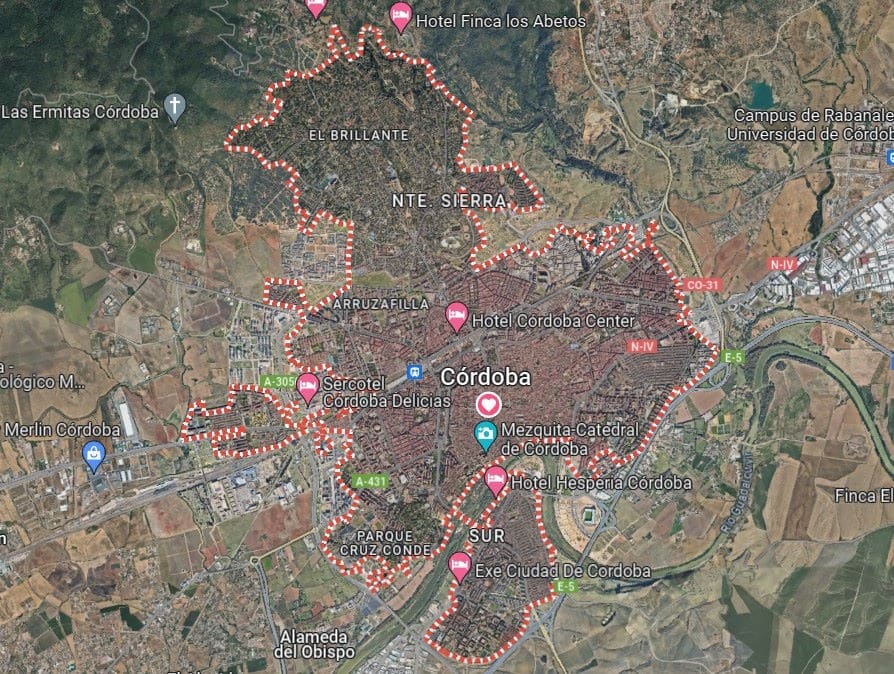 Turismo en Córdoba. Mapa de la ciudad.