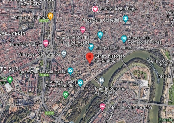 Página web traducida en Córdoba. Imagen aérea del centro histórico de Córdoba.