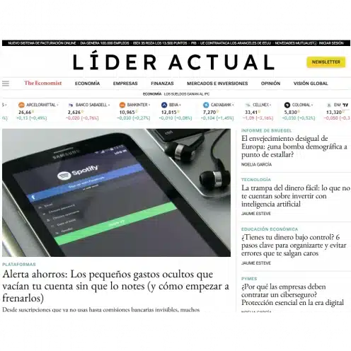 Líder Actual. Información económica. Portada de la web.