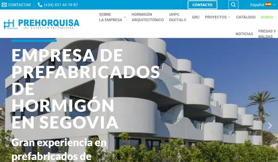 Prehorquisa, líder en diseño prefabricados. Página web de Prehorquisa