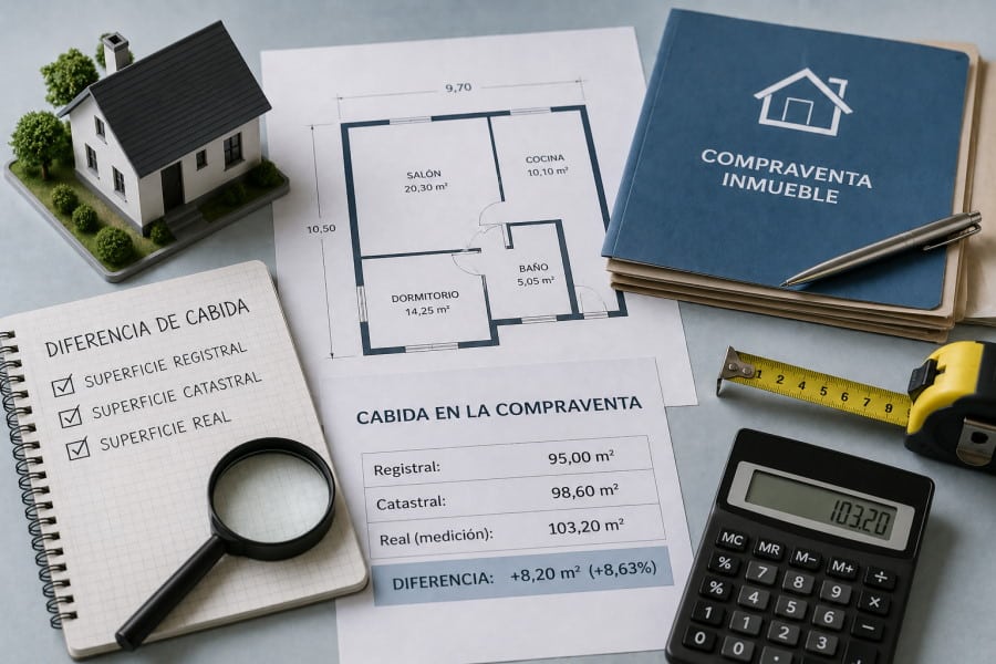 Cabida en la compraventa: diferencias entre la superficie real, registral y catastral